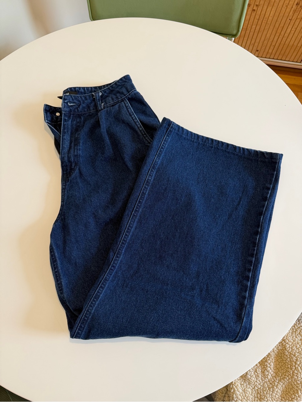 AFRM blue denim wide leg jeans